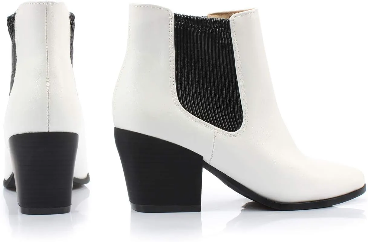 DUNION Bliss Women's Comfortable Chunky Heel Dress Boot Fashion Chelsea Ankle Bootie