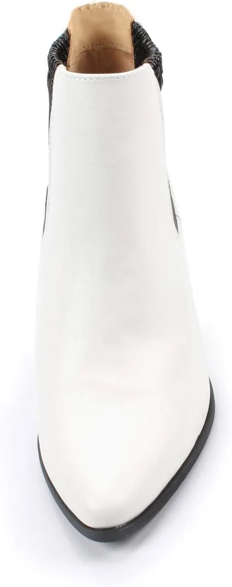DUNION Bliss Women's Comfortable Chunky Heel Dress Boot Fashion Chelsea Ankle Bootie