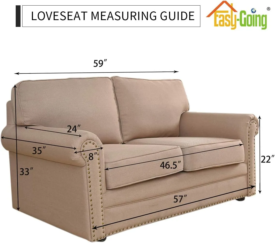 Easy-Going Fleece Stretch Sofa Slipcover Spandex Non-Slip Soft Couch Sofa Cover, Washable Furniture Protector with Anti-Skid Foam and Elastic Bottom for Kids, Pets(Loveseat, Chocolate)
