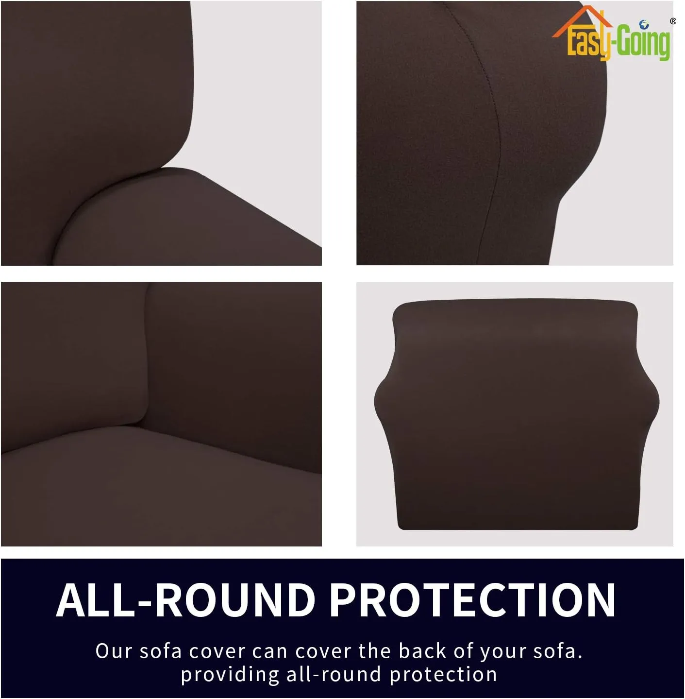 Easy-Going Fleece Stretch Sofa Slipcover Spandex Non-Slip Soft Couch Sofa Cover, Washable Furniture Protector with Anti-Skid Foam and Elastic Bottom for Kids, Pets(Loveseat, Chocolate)