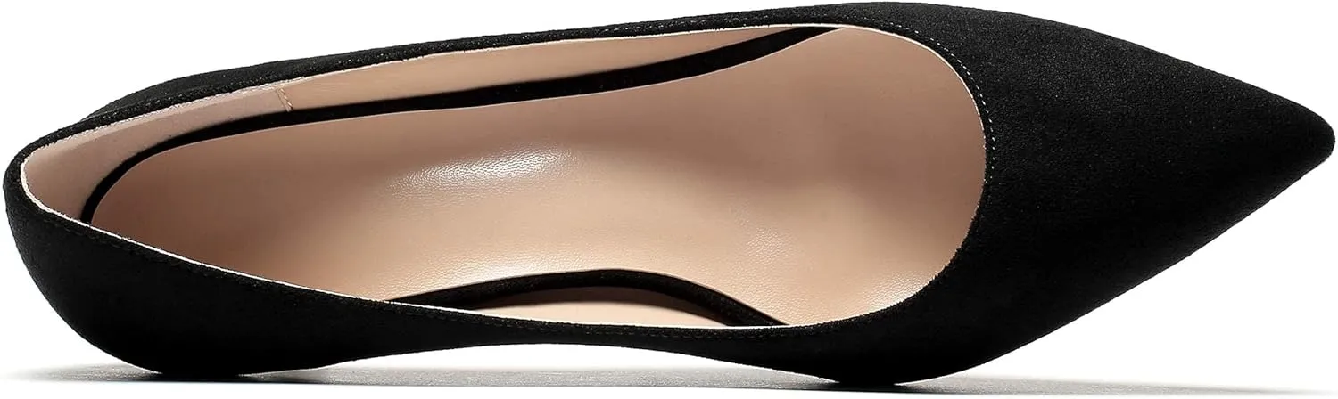 Eldof Women's Kitten Heel Pumps Pointed Toe Low Heels Slip on Comfort Pumps 2.6 Inches for Dress Party Office