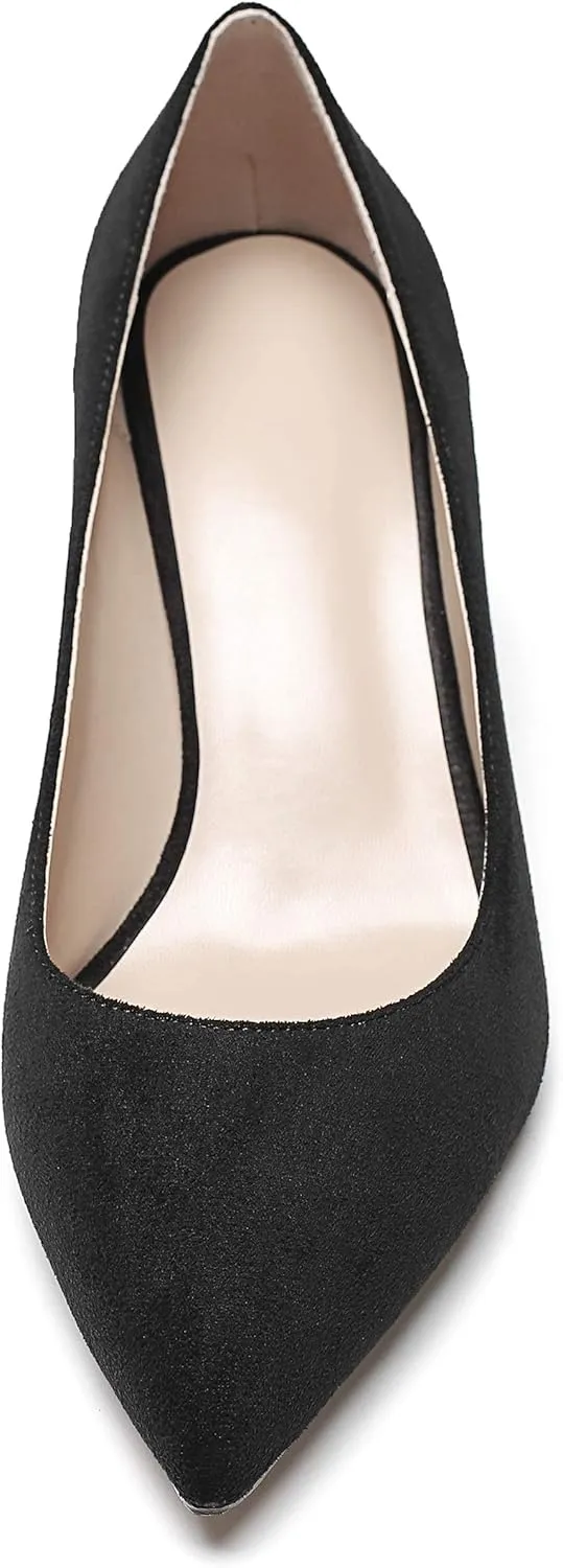 Eldof Women's Kitten Heel Pumps Pointed Toe Low Heels Slip on Comfort Pumps 2.6 Inches for Dress Party Office