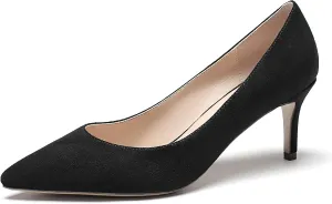 Eldof Women's Kitten Heel Pumps Pointed Toe Low Heels Slip on Comfort Pumps 2.6 Inches for Dress Party Office