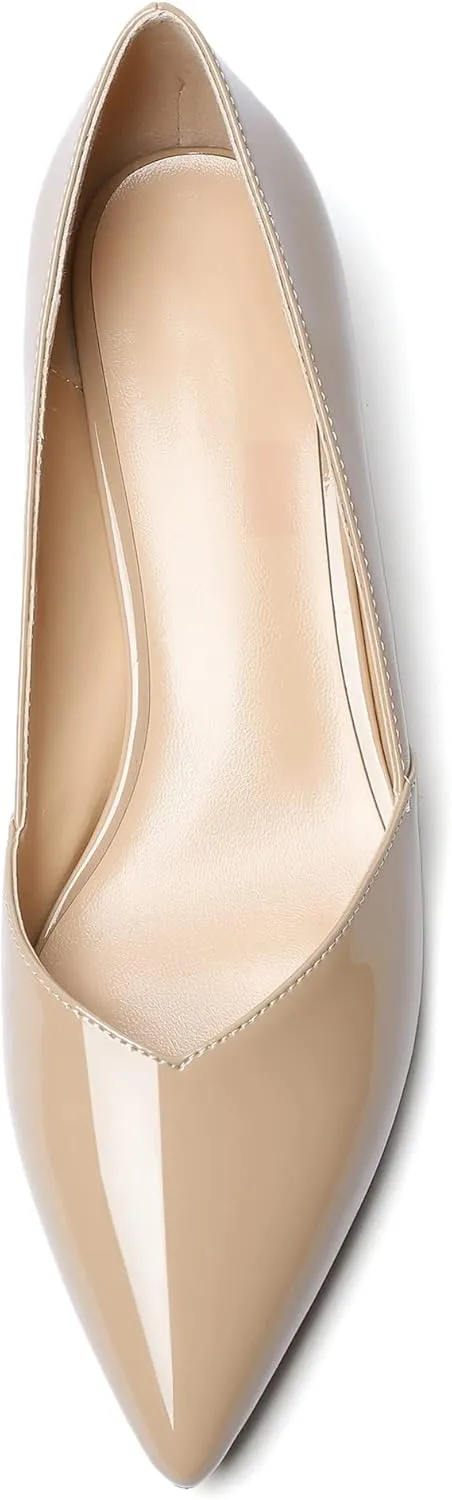 Eldof Women's Low Heels, Pointed Toe D'Orsay Heels, Slip On Cut Out Kitten Heel Pumps, Comfortable 1.4 Inches Shoes for Dress Party Wedding