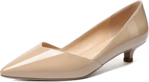 Eldof Women's Low Heels, Pointed Toe D'Orsay Heels, Slip On Cut Out Kitten Heel Pumps, Comfortable 1.4 Inches Shoes for Dress Party Wedding
