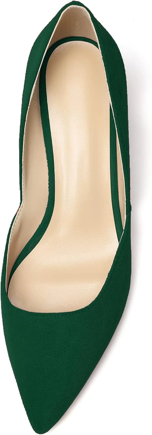 Eldof Women's Pointed Toe Cut Out D'Orsay Slip On Mid Block Heel Pumps Comfortable 2 Inch Block Heels for Dress Party Wedding