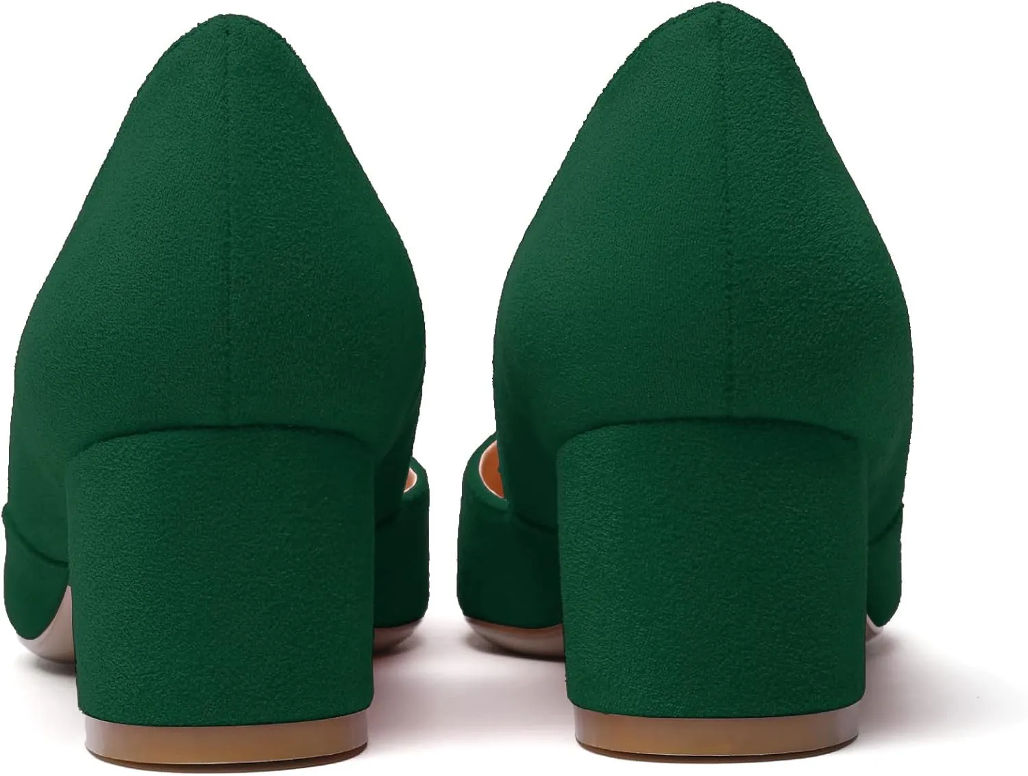 Eldof Women's Pointed Toe Cut Out D'Orsay Slip On Mid Block Heel Pumps Comfortable 2 Inch Block Heels for Dress Party Wedding