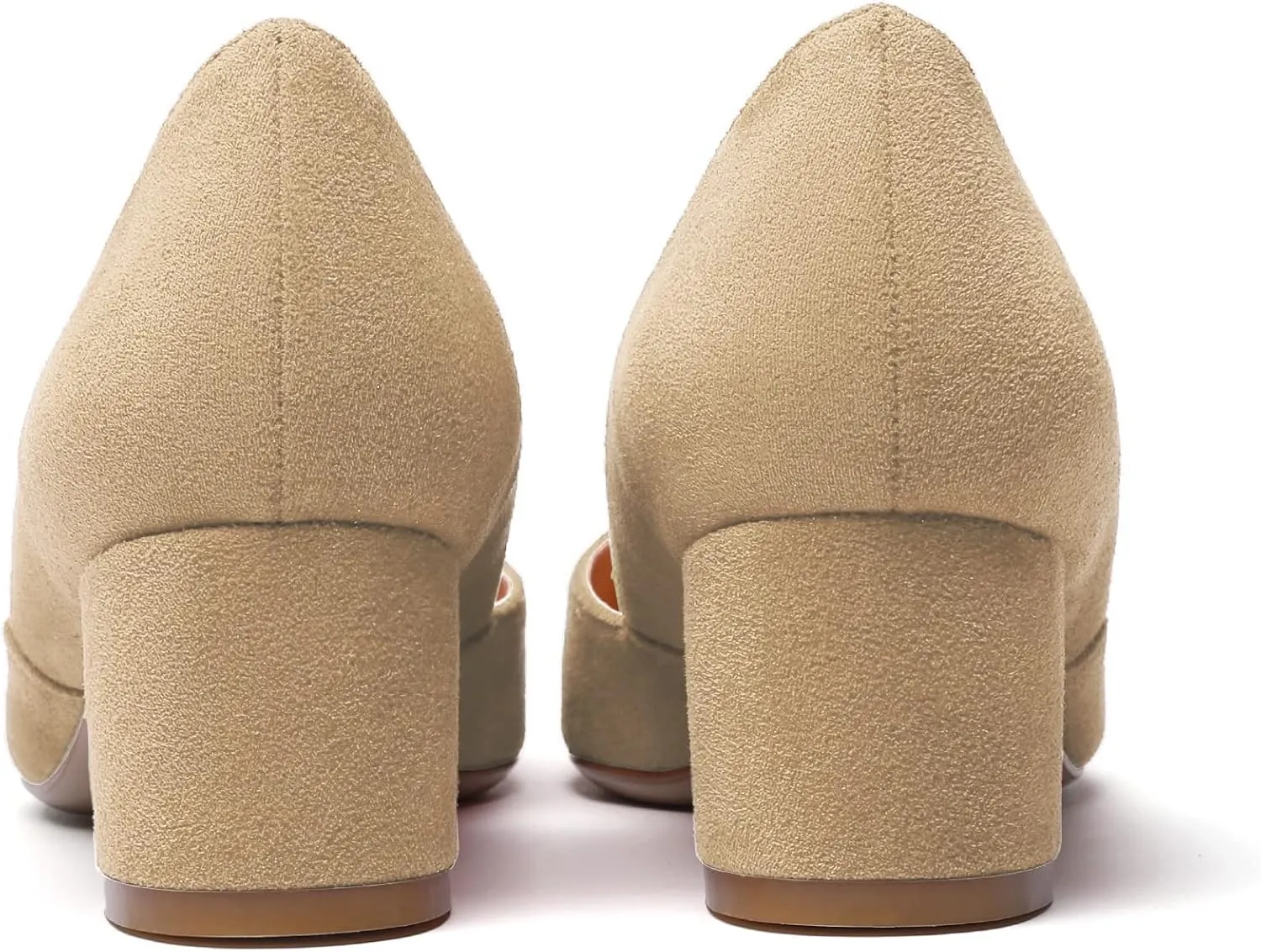 Eldof Women's Pointed Toe Cut Out D'Orsay Slip On Mid Block Heel Pumps Comfortable 2 Inch Block Heels for Dress Party Wedding