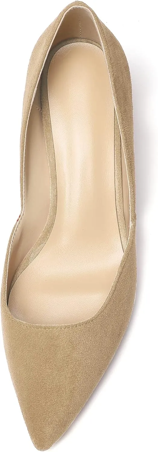 Eldof Women's Pointed Toe Cut Out D'Orsay Slip On Mid Block Heel Pumps Comfortable 2 Inch Block Heels for Dress Party Wedding