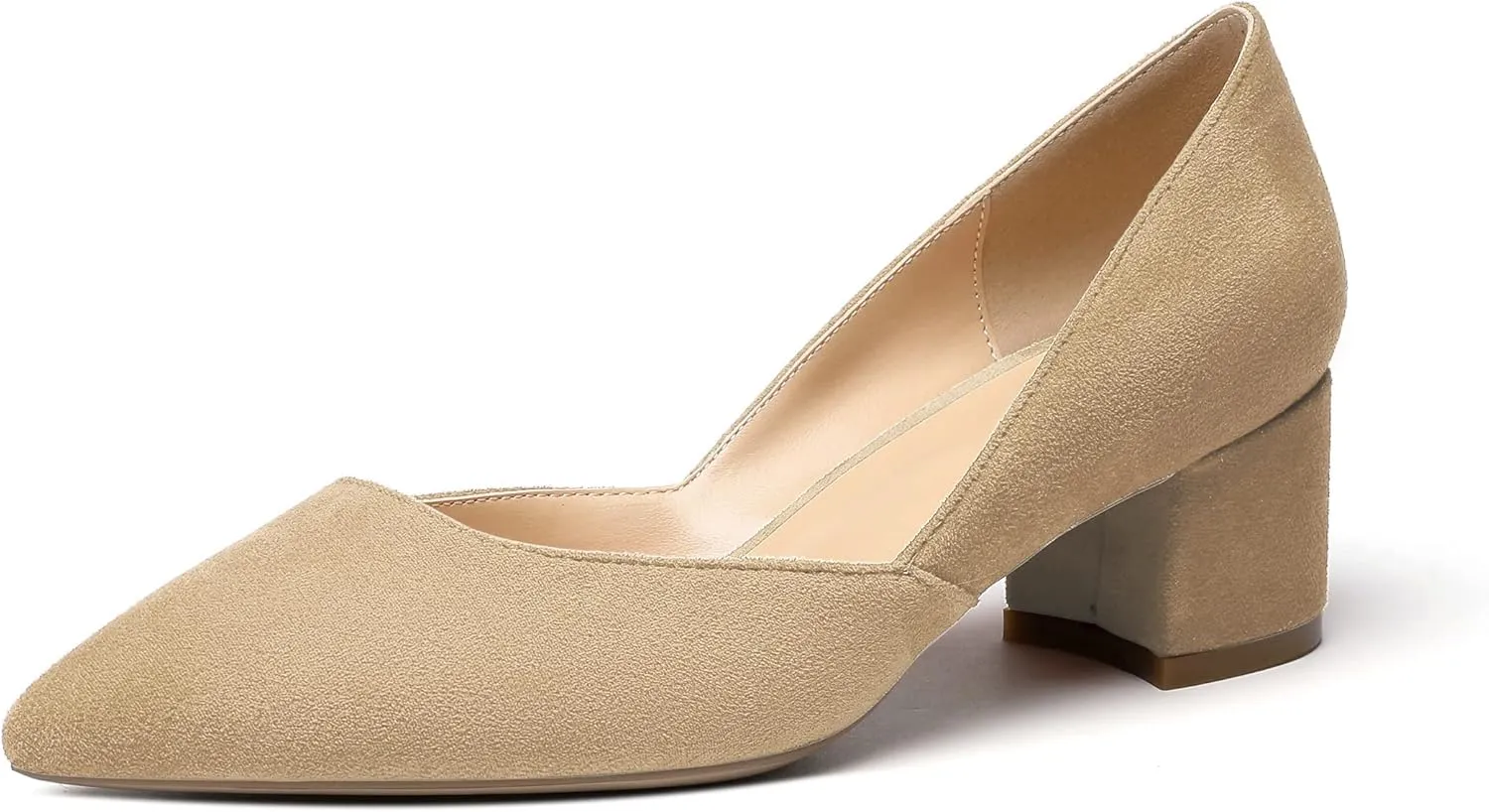 Eldof Women's Pointed Toe Cut Out D'Orsay Slip On Mid Block Heel Pumps Comfortable 2 Inch Block Heels for Dress Party Wedding
