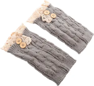 Elegant Lace Knitting Wool Socks Boot Cuffs Boot Cover Boot Cuff Knitted Boot Sock Winter Boot Sock Grey
