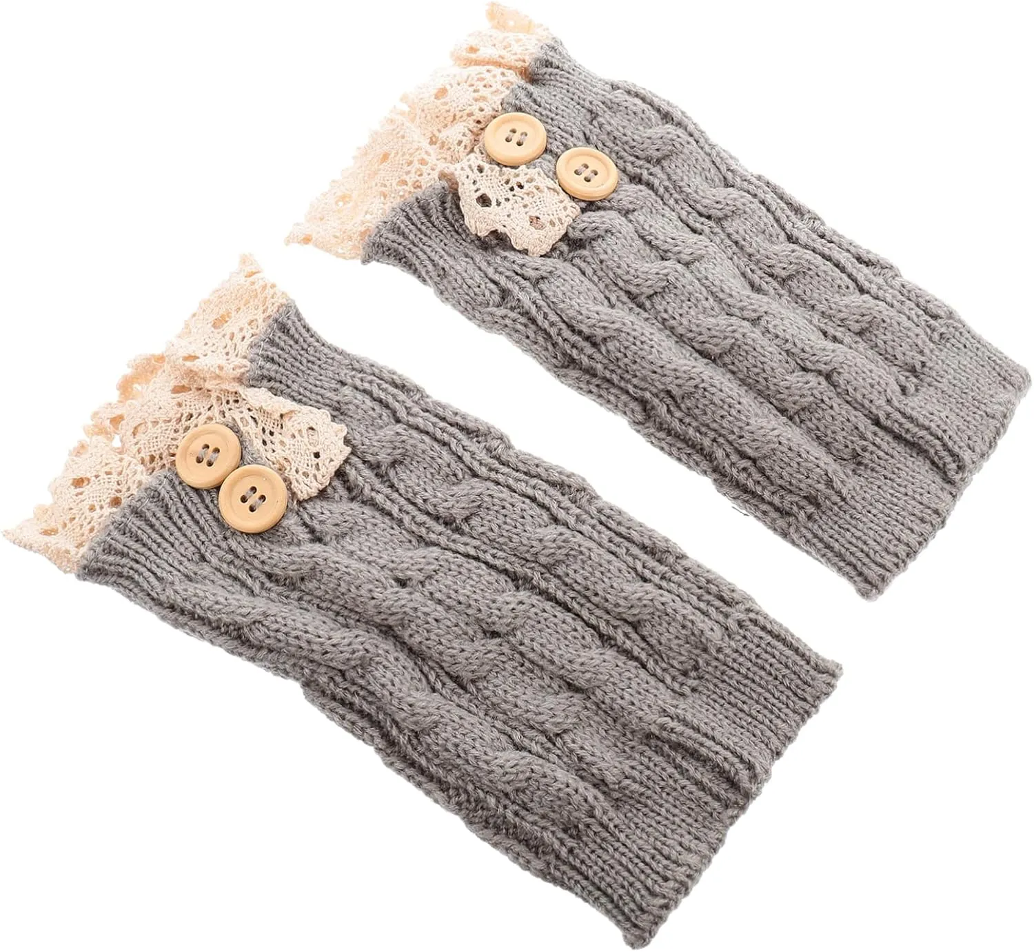 Elegant Lace Knitting Wool Socks Boot Cuffs Boot Cover Boot Cuff Knitted Boot Sock Winter Boot Sock Grey