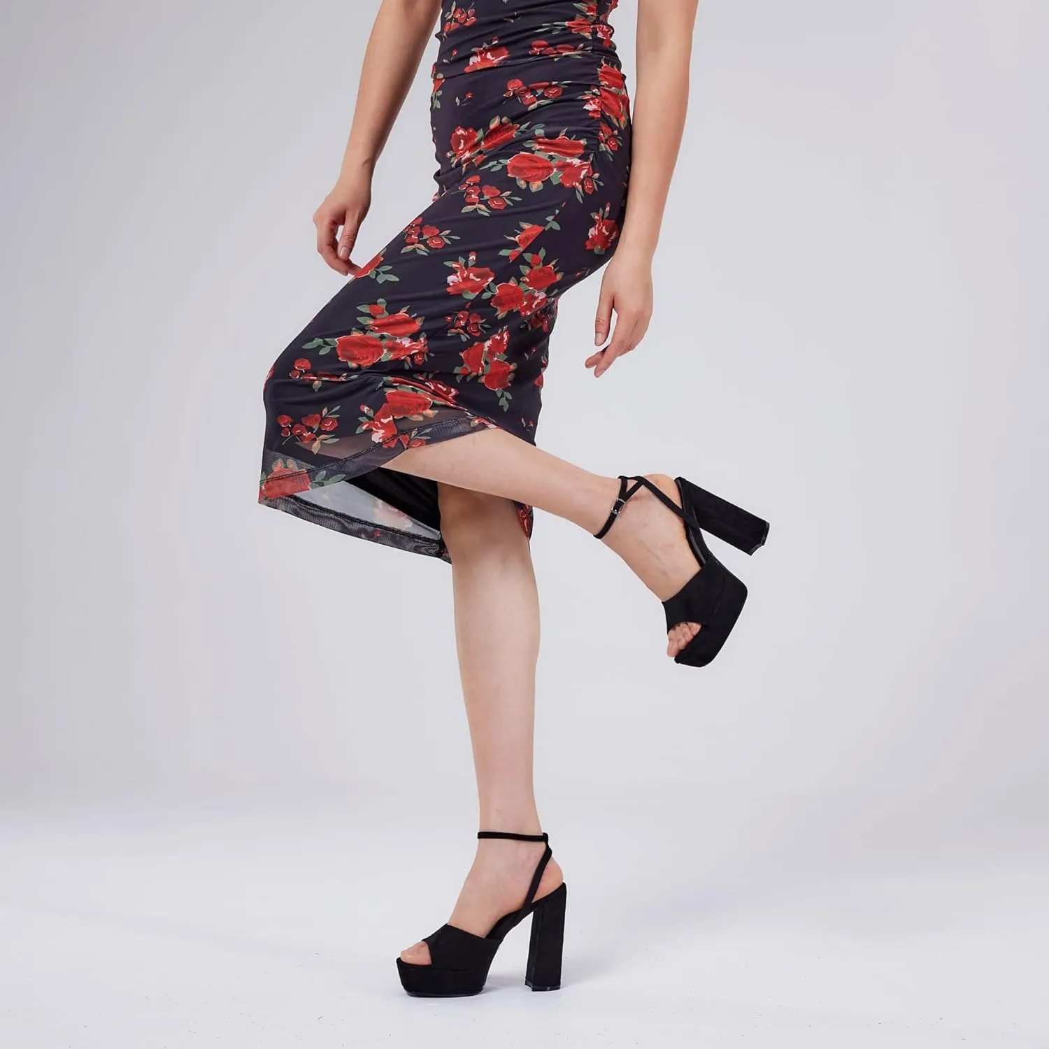Elisabet Tang Chunky Heeled Platform Sandals for Women,4.7 Inch Block Heels with Open Toe Ankle Strap, Dress Shoes for Wedding Party Homecoming Travel