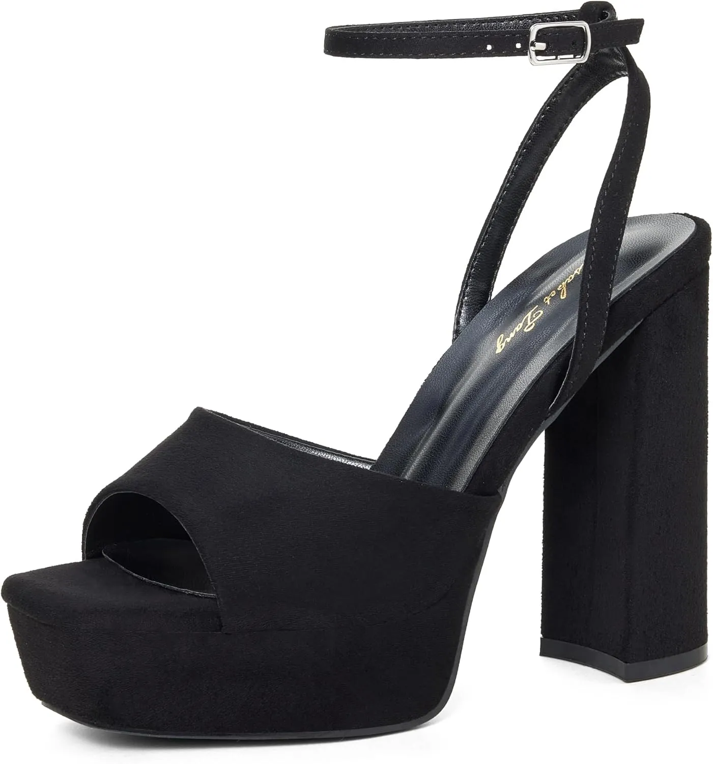 Elisabet Tang Chunky Heeled Platform Sandals for Women,4.7 Inch Block Heels with Open Toe Ankle Strap, Dress Shoes for Wedding Party Homecoming Travel