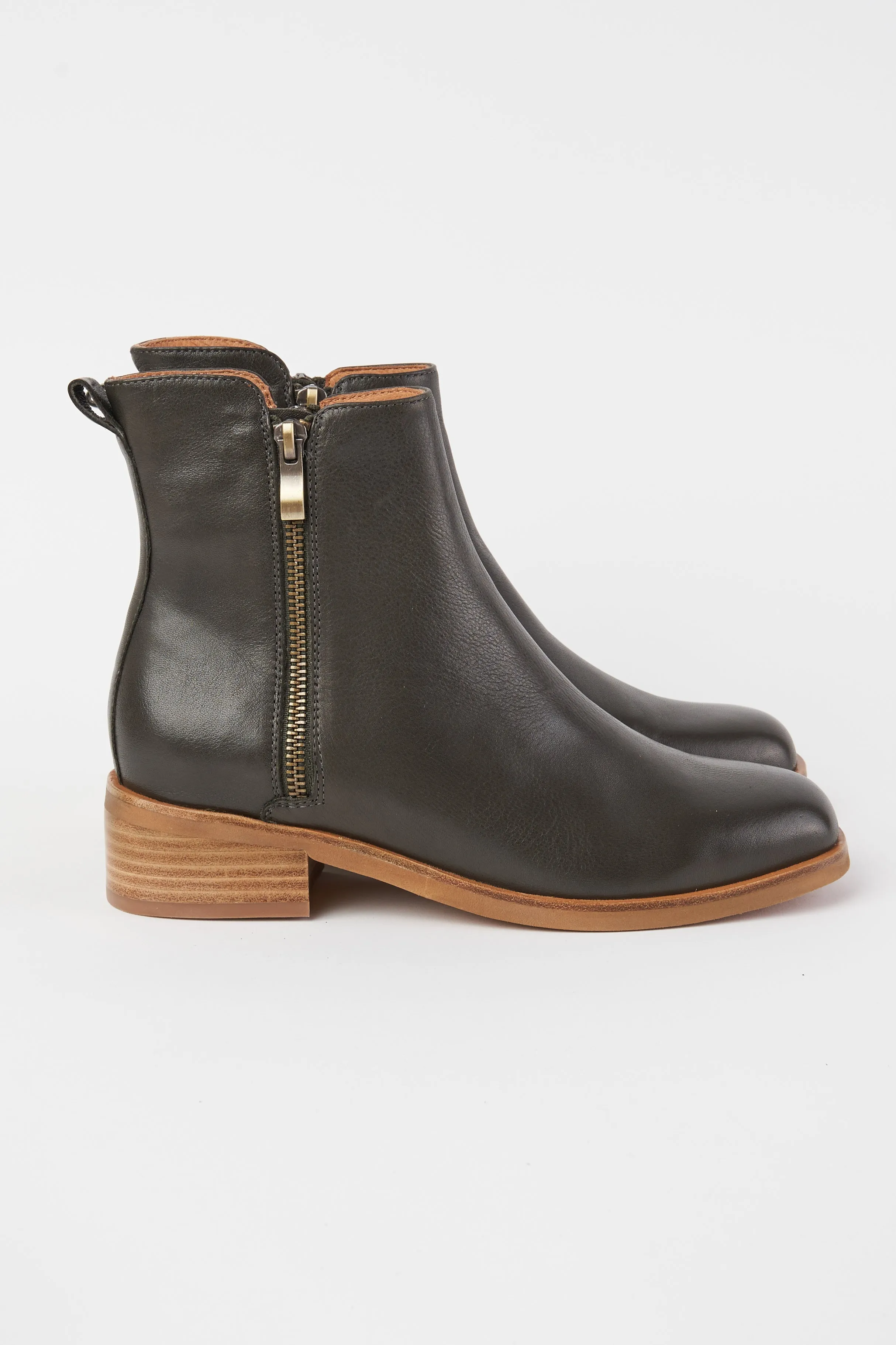 Elodie Leather Boot - Khaki