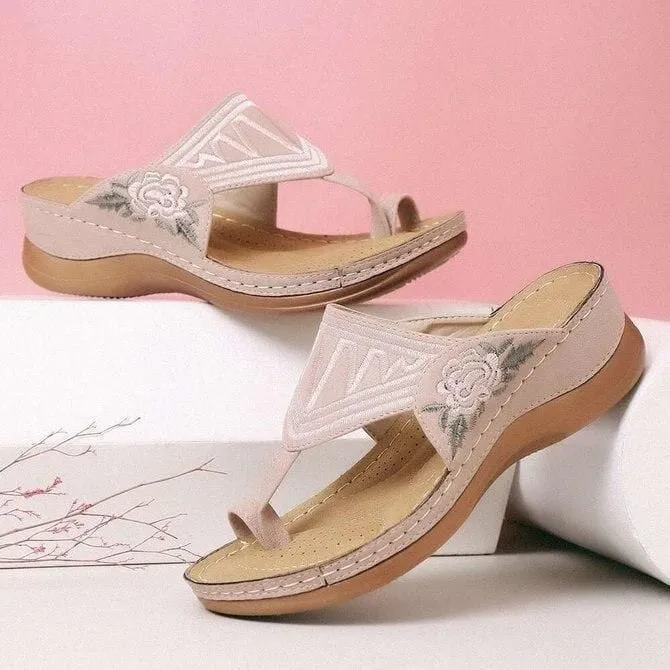 Embroidered Open Toe Sandals