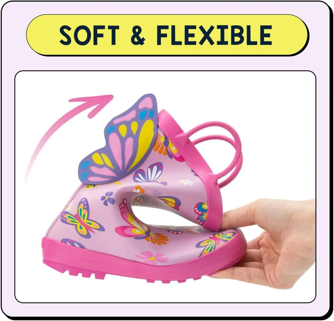 EUXTERPA Toddler Rain Boots for Boys Girls Waterproof Kids Printed Rubber Boots with Easy On Handles