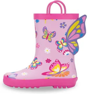 EUXTERPA Toddler Rain Boots for Boys Girls Waterproof Kids Printed Rubber Boots with Easy On Handles