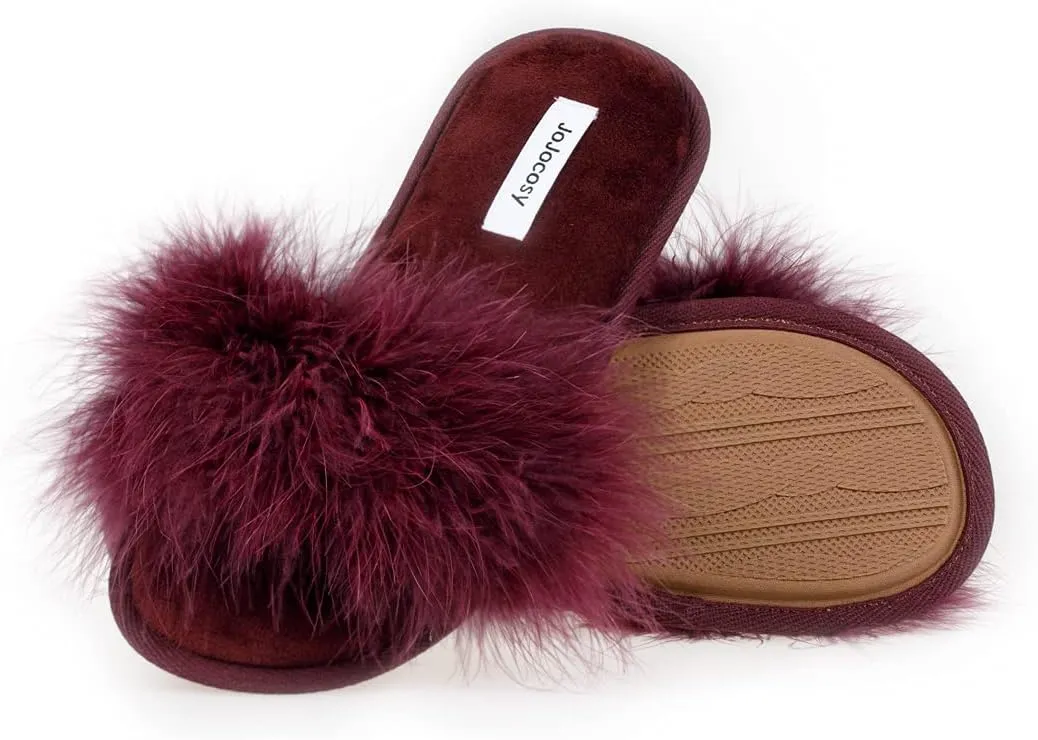 Extreme Plush Lady’s Sexy Slip-on Comfortable Slippers Women’s Fluffy Indoor Open-toe Scuff