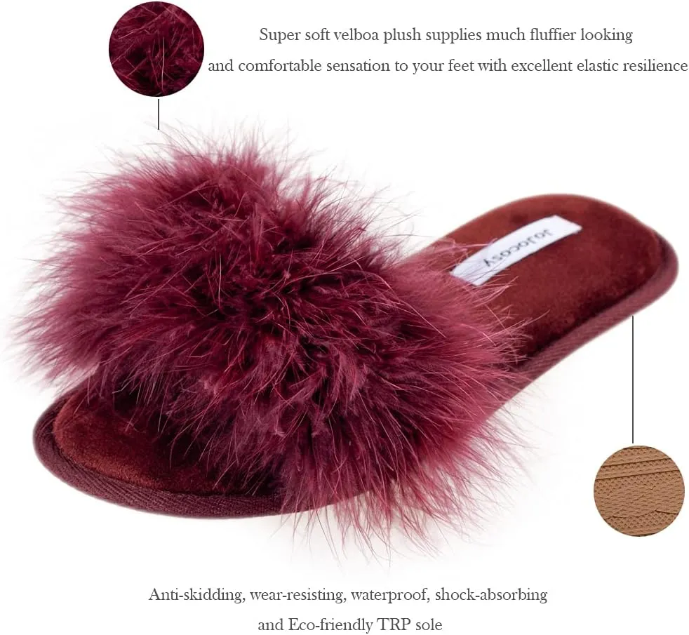 Extreme Plush Lady’s Sexy Slip-on Comfortable Slippers Women’s Fluffy Indoor Open-toe Scuff