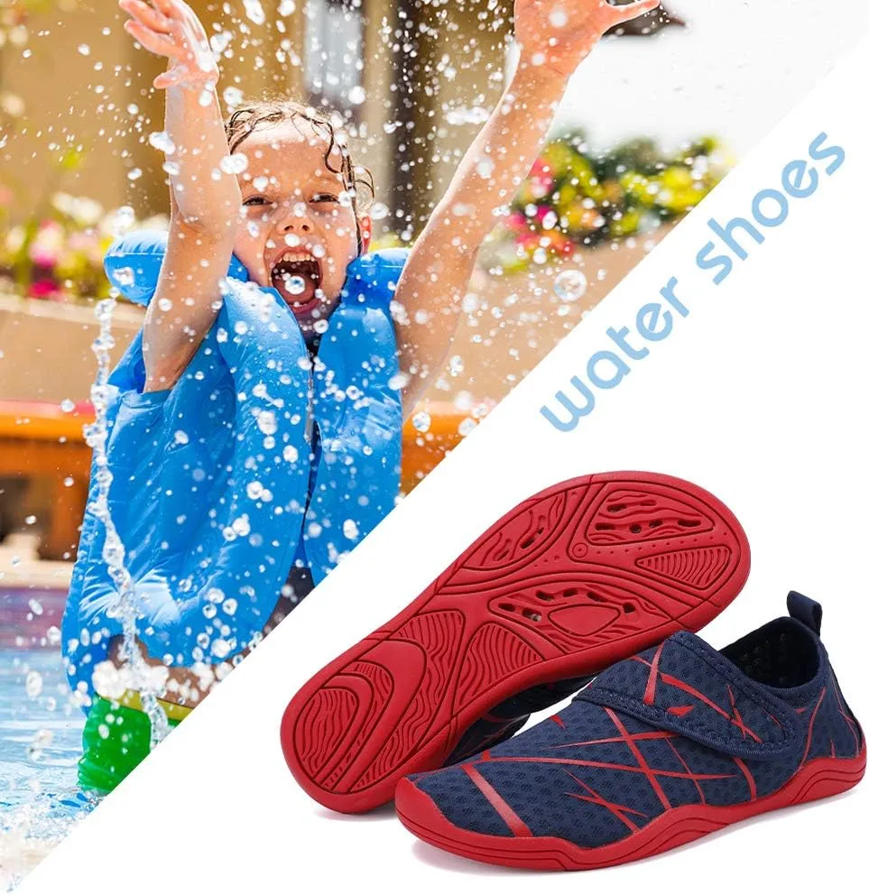 FANTURE Girls & Boys Water Shoes Lightweight Comfort Sole Easy Walking Athletic Slip on Aqua Sock(Toddler/Little Kid/Big Kid)