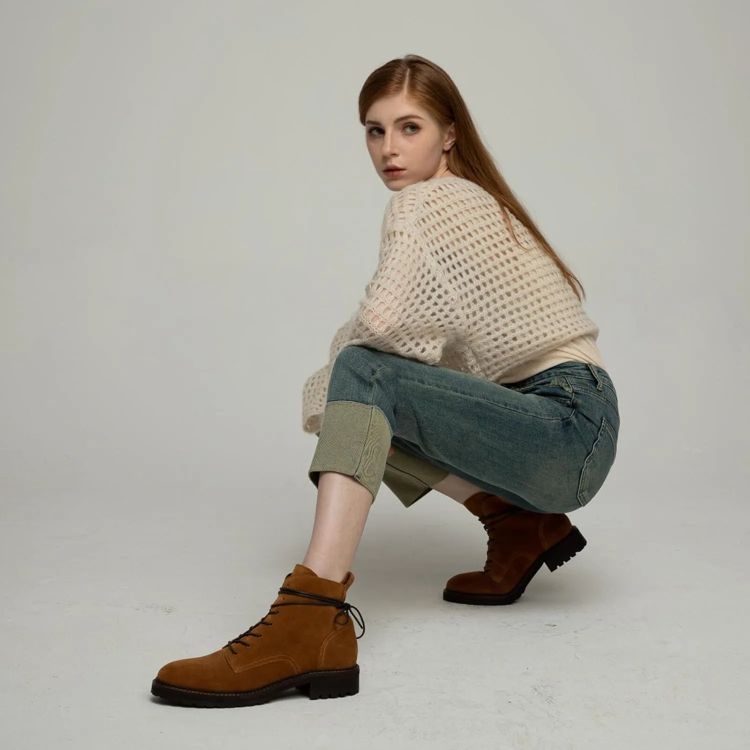 Fashionable Women's Low Heel Ankle Boots - Easy Slip on ，Stylish and Comfortable Flat Booties for Women