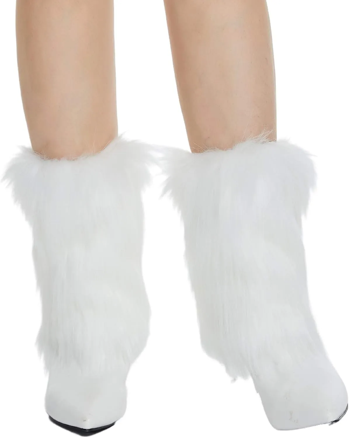 Faux Fur Leg Warmers - Womens Winter Warm Fur Boot Cuffs Covers, Cozy, Christmas, Halloween, Unicorn, Hippie Costume
