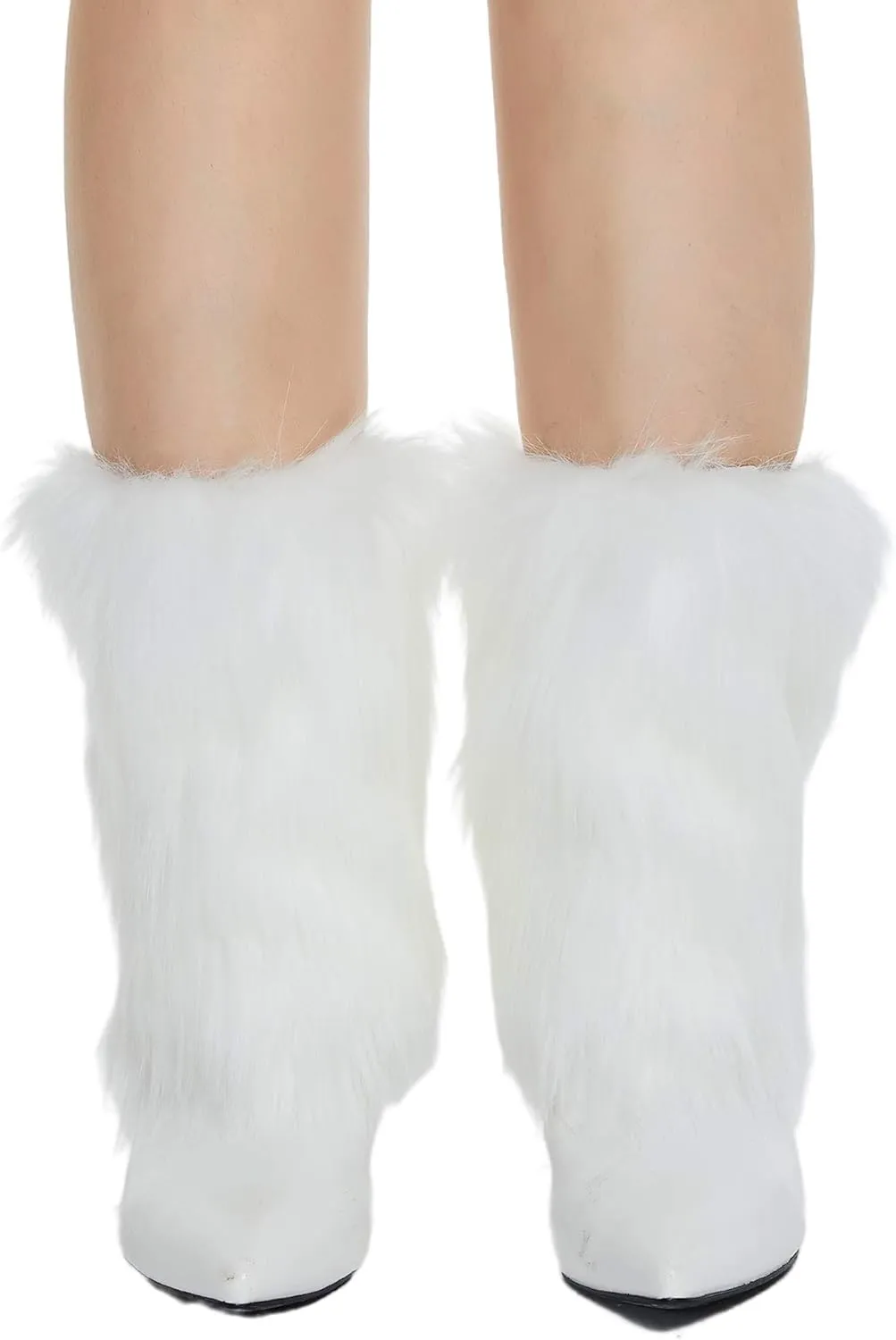 Faux Fur Leg Warmers - Womens Winter Warm Fur Boot Cuffs Covers, Cozy, Christmas, Halloween, Unicorn, Hippie Costume
