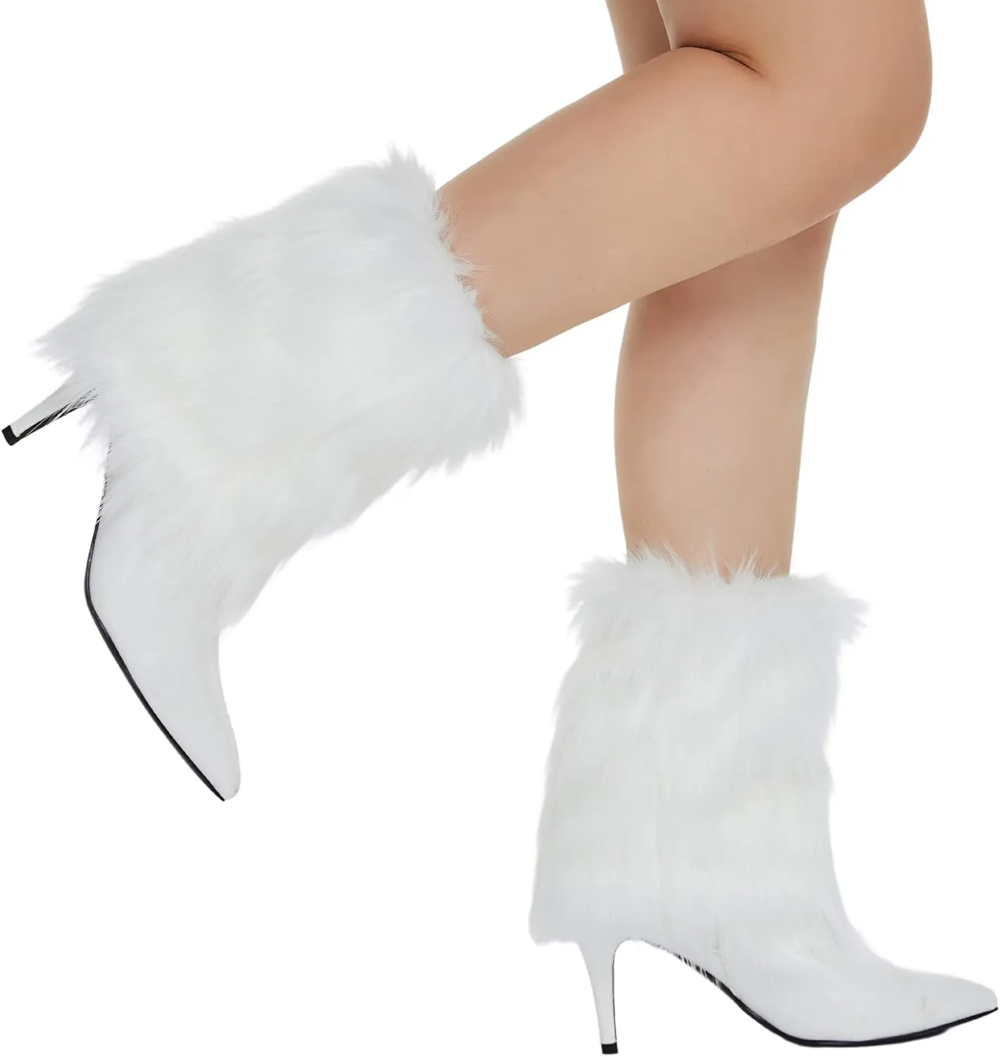 Faux Fur Leg Warmers - Womens Winter Warm Fur Boot Cuffs Covers, Cozy, Christmas, Halloween, Unicorn, Hippie Costume