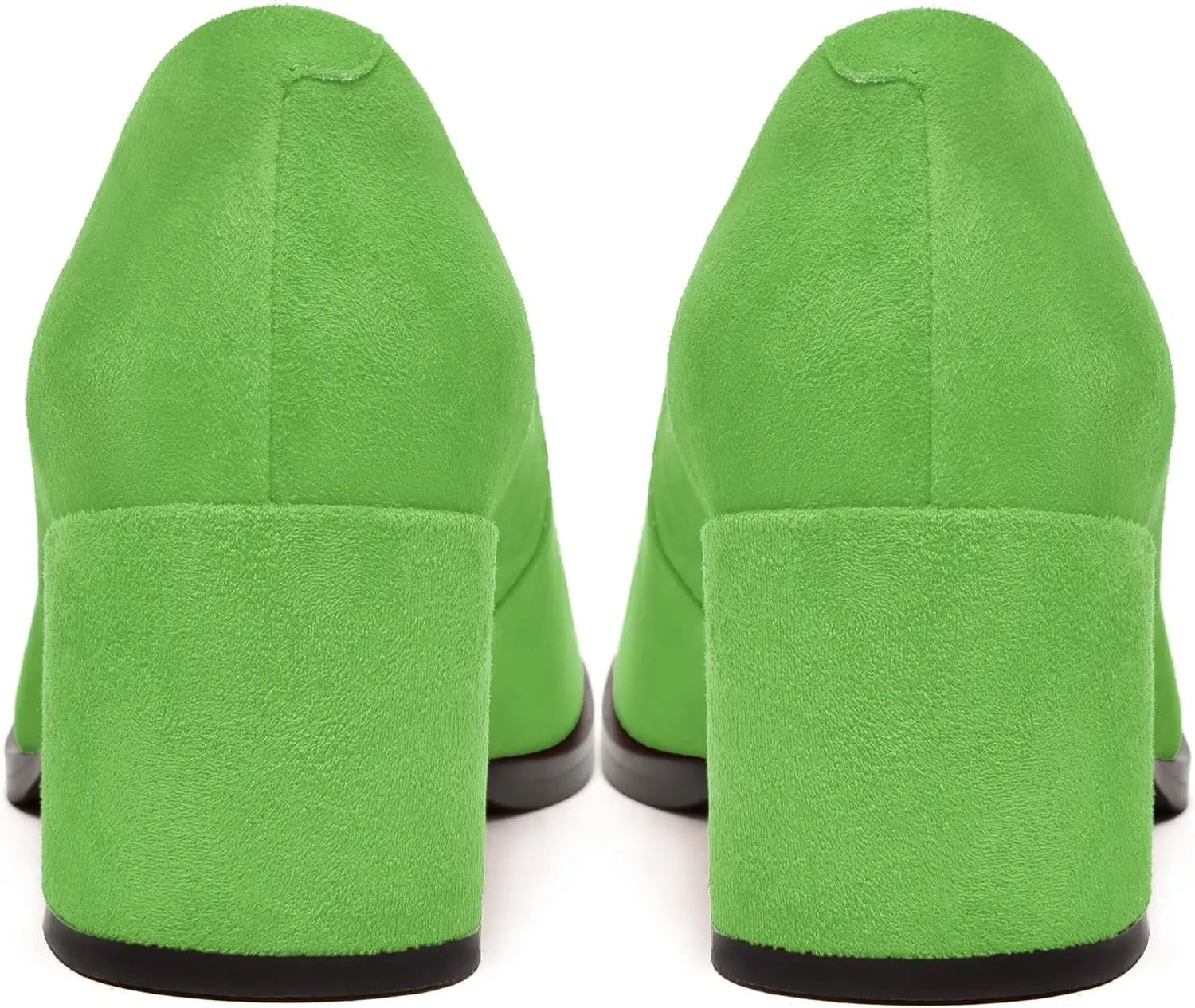 FEMSTEP Womens Suede Leather Dating Square Toe Slip On Cute Chunky Low Heel Pumps Shoes 2.2 Inch