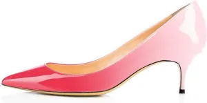Fericzot Women's Kitten Heel Pumps,Classic Pointed Toe Slip On Low Heels Office Shoes for Evening Party Wedding Plus Size