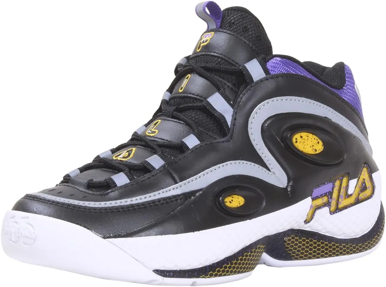 Fila Men's Grant-Hill-3 Sneakers Black/Gold Fuse/Electric Purple Sz. 10