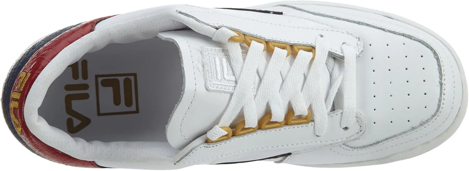 Fila Men's Original Tennis White/Navy/Red Fashion Leather Sneakers Shoes