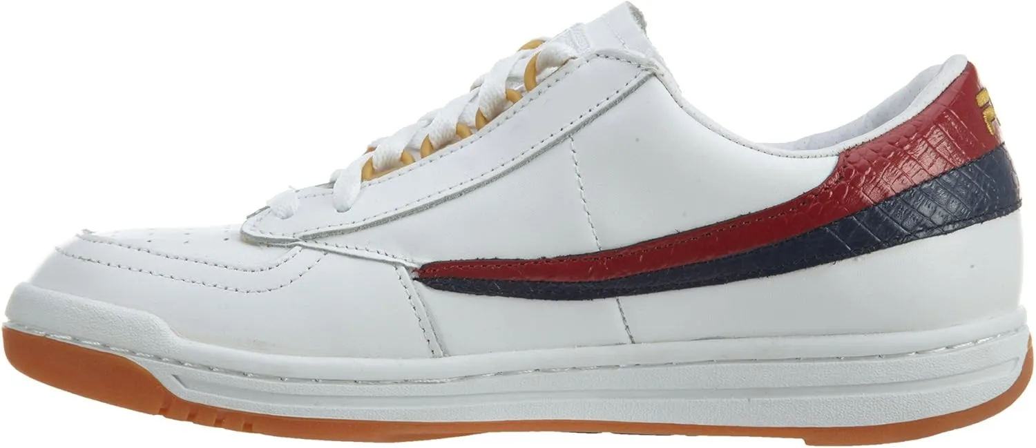 Fila Men's Original Tennis White/Navy/Red Fashion Leather Sneakers Shoes