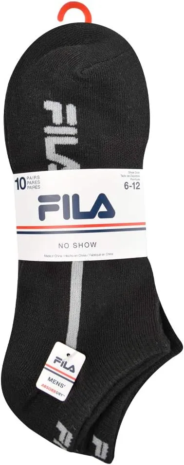 Fila Men's Racing Striped No Show Socks