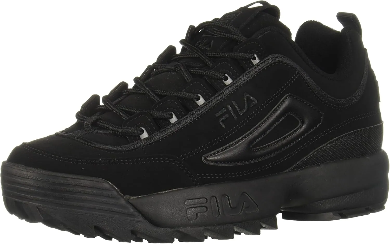 Fila Men's Strada Disruptor fashion sneakers, Black/Black/Black, 13 US