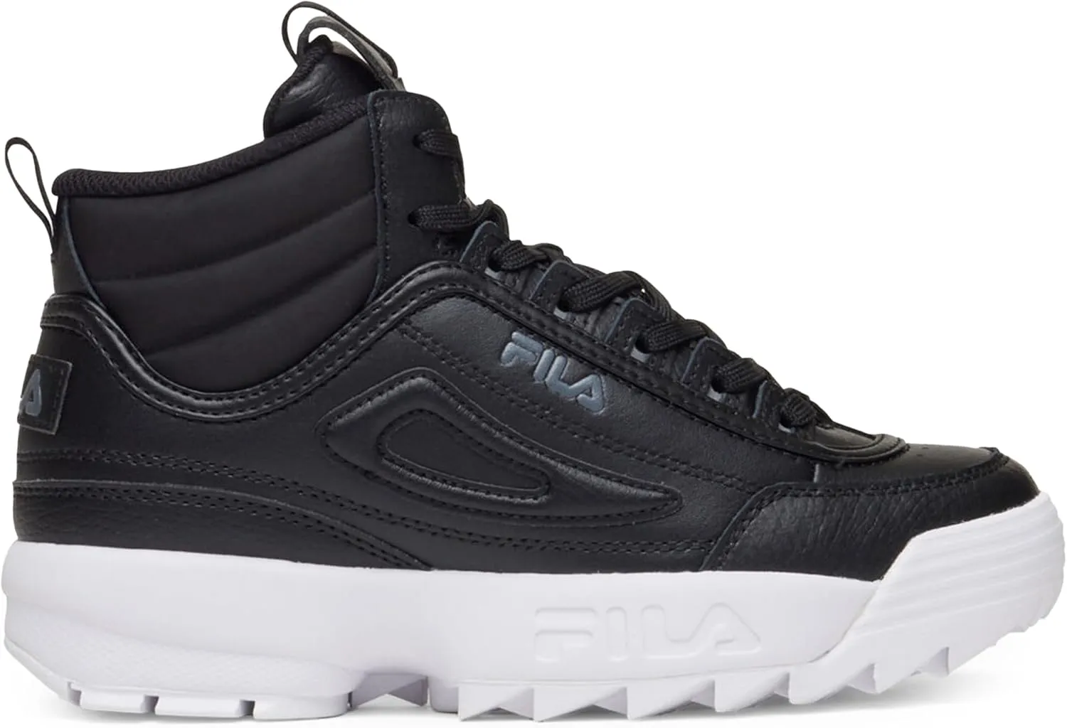 Fila Women's Disruptor II Mid Sneakers, Black/Black/White, US 10 M