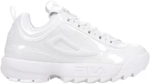 Fila Women's Disruptor II Shine Metallic Shoes, White/White/White - 8