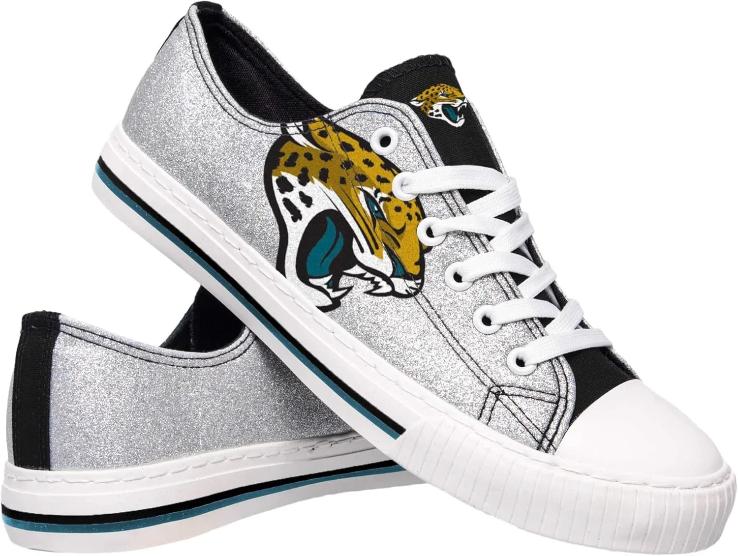 FOCO Women's NFL Team Logo Ladies Fashion Glitter Low Top Canvas Sneakers Shoes Dallas Cowboys Shoes-10/XXL