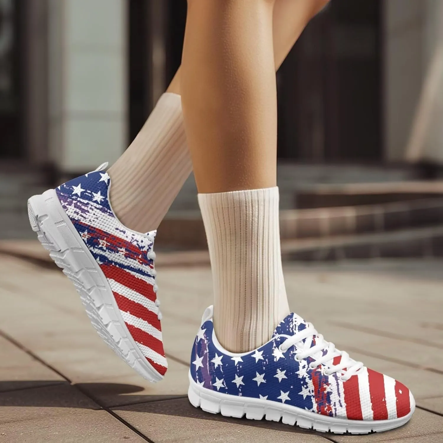Forchrinse Cute Jean Cat with Green Eyes Women's Walking Running Shoes Slip on Easy Sneaker Sports Causal Athletic Shoes