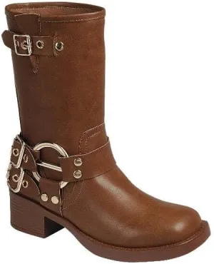 Forever Link Ivanka-22 Womens Side Adjustable Buckle Detail Chunky Sole Mid Calf Boot