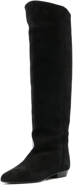 FOWT Women Pointed Toe Pull on Knee High Boot Classic Block Low Heel Long Boot Comfy Warm Daily Outdoor Commuting Dress Shoes Size 4-16 US