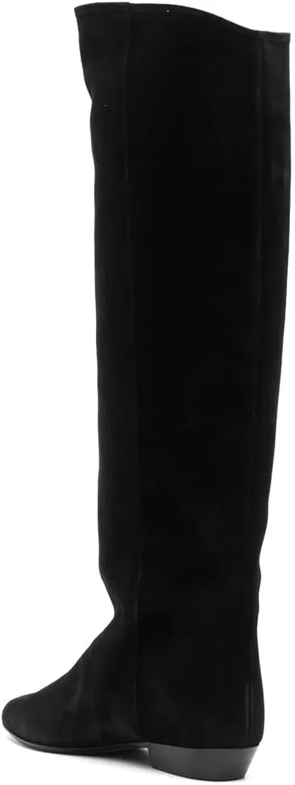 FOWT Women Pointed Toe Pull on Knee High Boot Classic Block Low Heel Long Boot Comfy Warm Daily Outdoor Commuting Dress Shoes Size 4-16 US