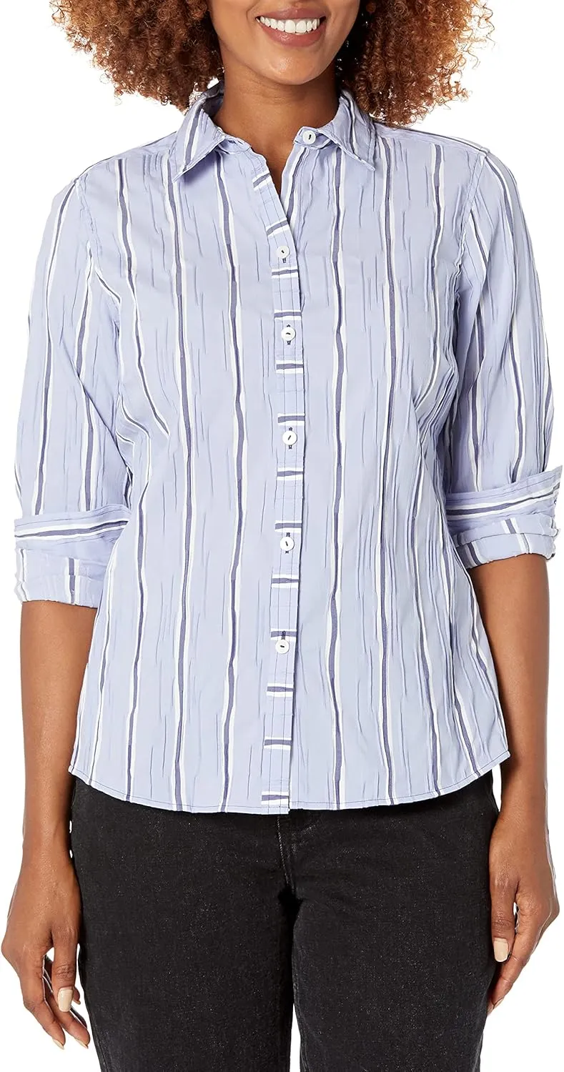 Foxcroft Women's Hampton Long Sleeve Serene Stripe Blouse