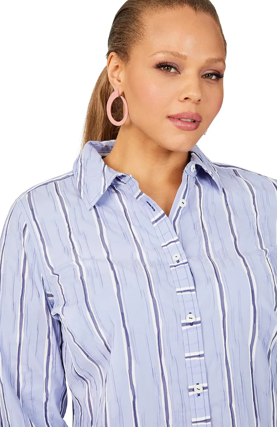 Foxcroft Women's Hampton Long Sleeve Serene Stripe Blouse