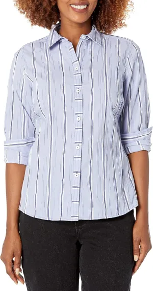 Foxcroft Women's Hampton Long Sleeve Serene Stripe Blouse