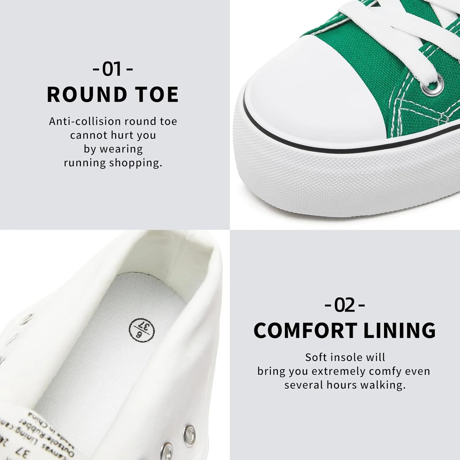 FRACORA Womens High Top Canvas Shoes White Black Platform Sneakers Lace Up Shoes for Women