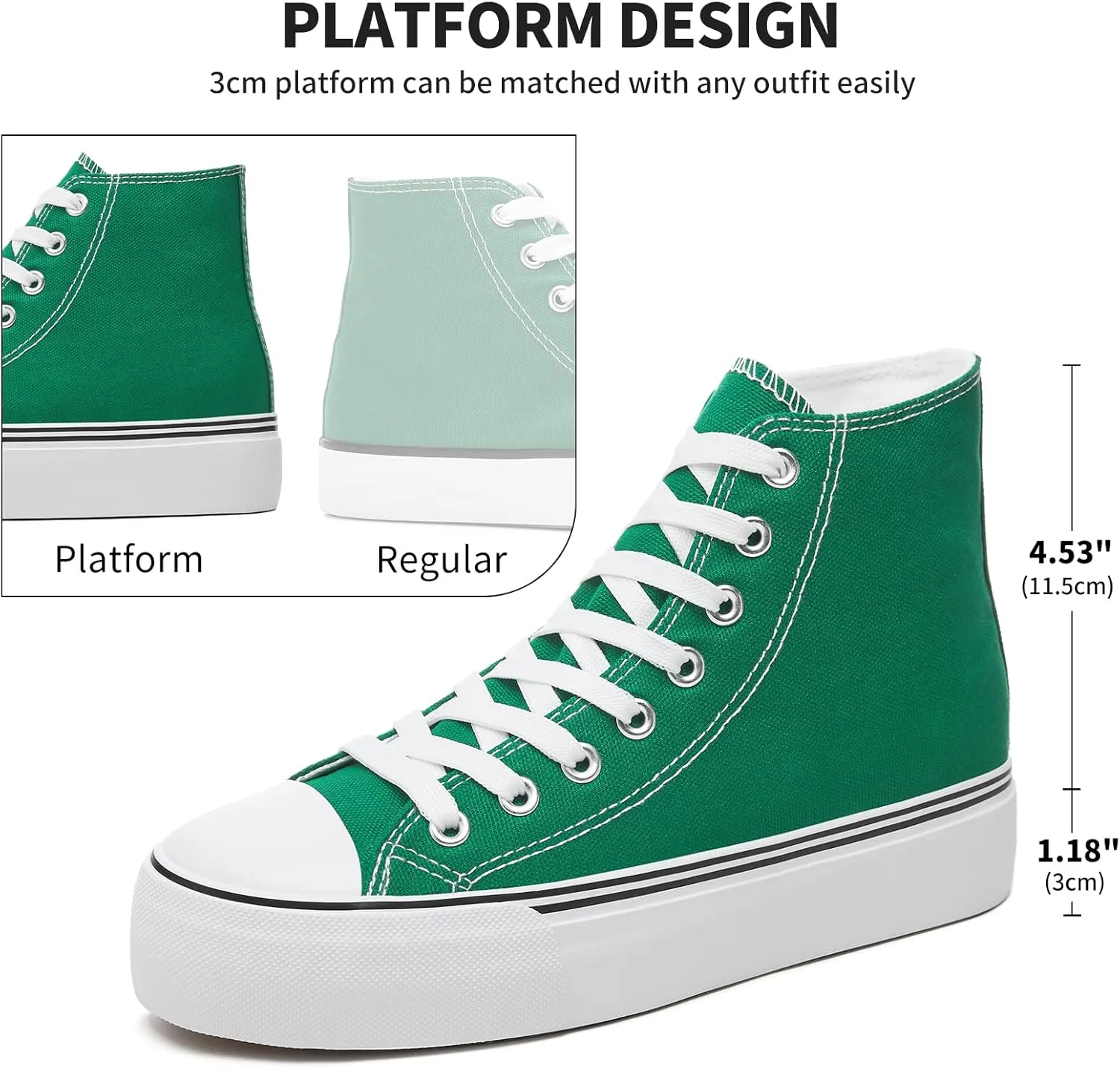 FRACORA Womens High Top Canvas Shoes White Black Platform Sneakers Lace Up Shoes for Women