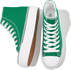 FRACORA Womens High Top Canvas Shoes White Black Platform Sneakers Lace Up Shoes for Women