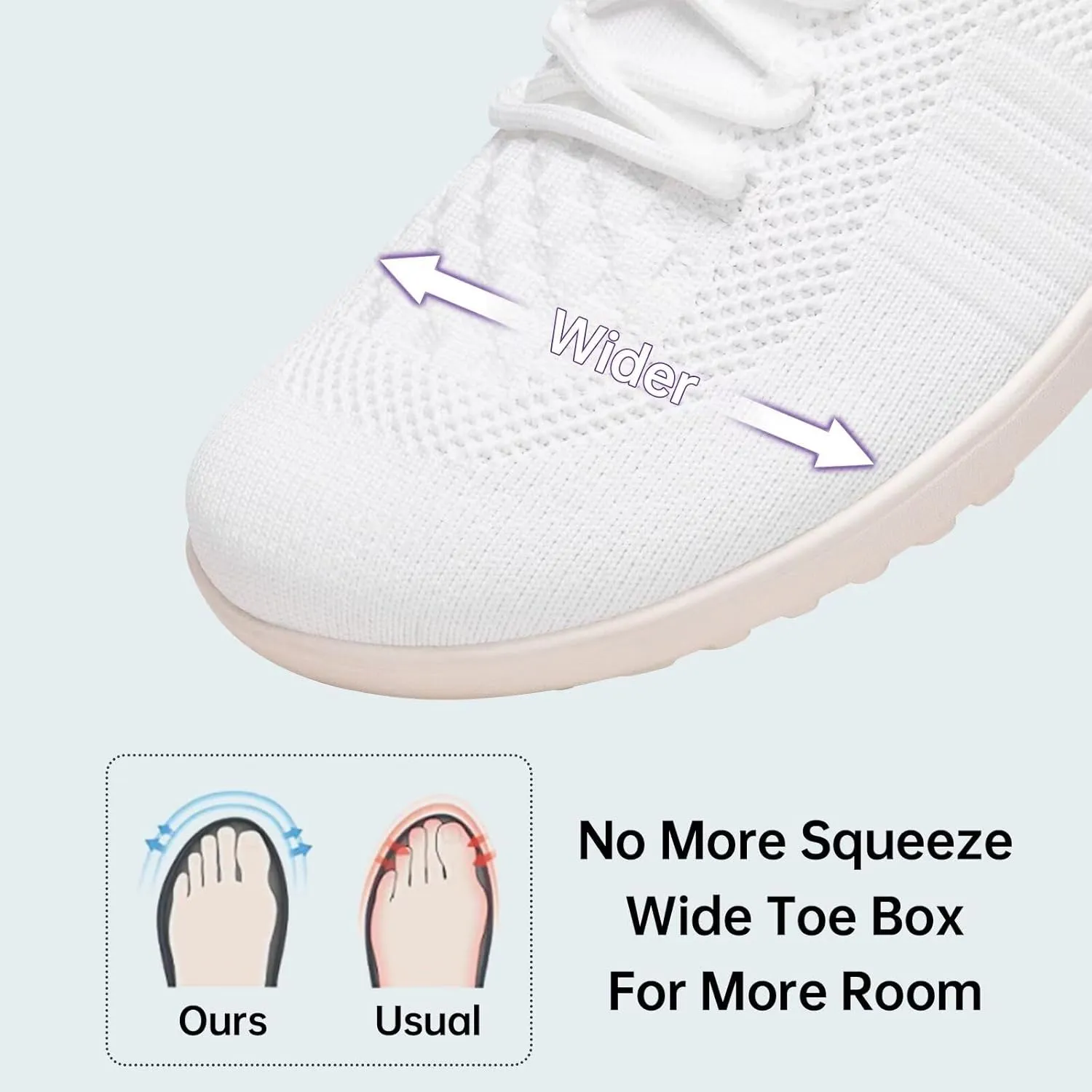 Frank Mully Womens Walking Shoes Wide Toe Box Barefoot Shoes Knitted Fashion Sneaker with Arch Support